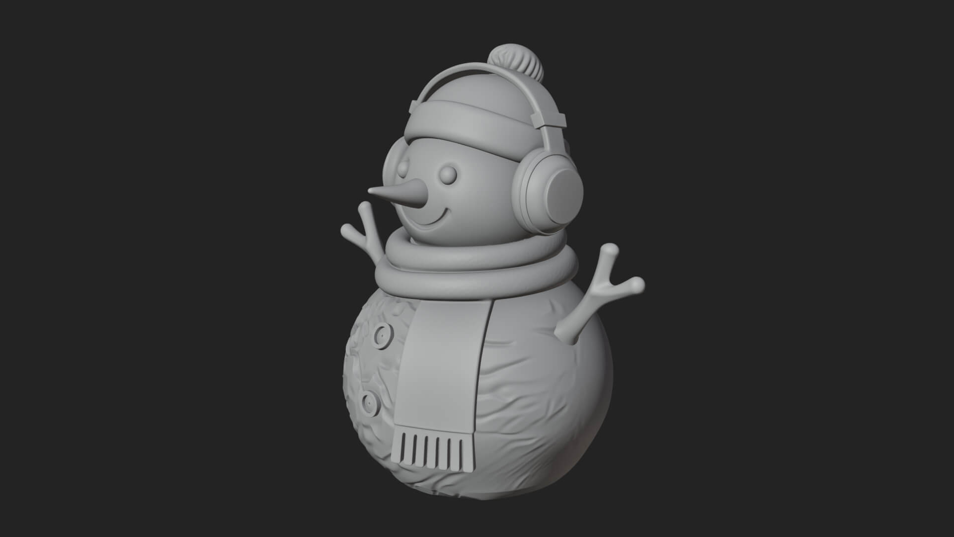 Knit Hat Snowman Statue Design 46 3D Print Model 3D Model