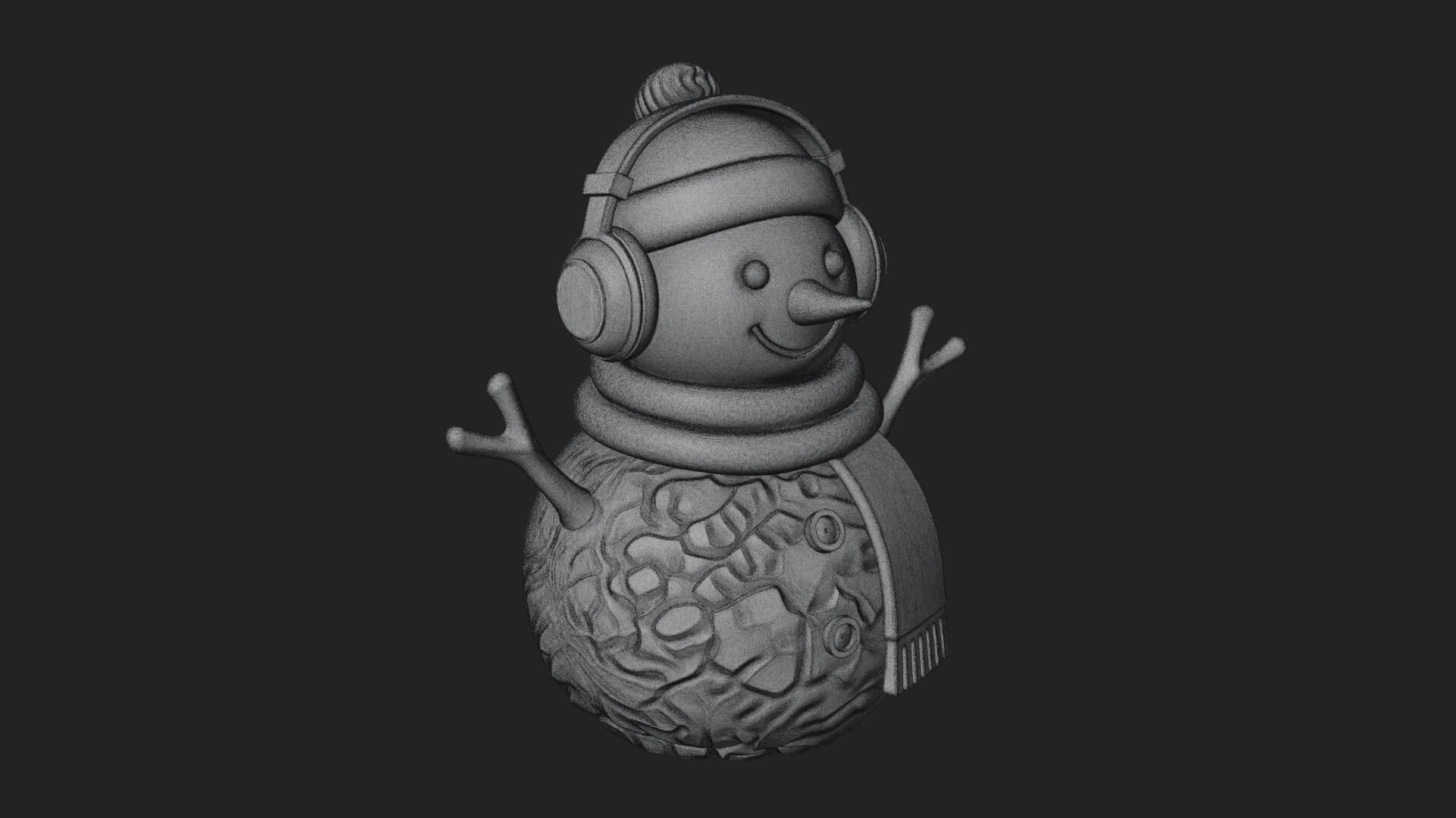 Knit Hat Snowman Statue Design 46 3D Print Model 3D Model