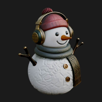 Knit Hat Snowman Statue Design 46 3D Print Model