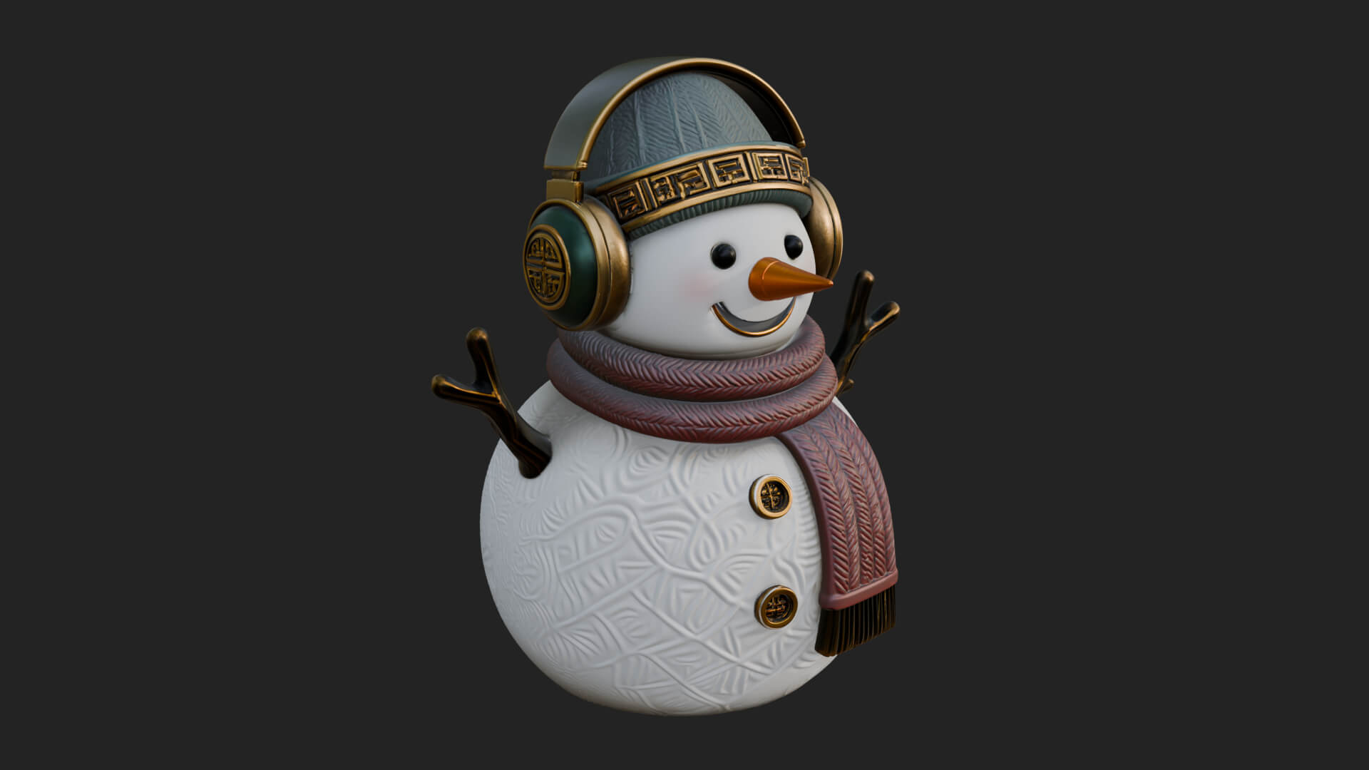 Knit Hat Snowman Statue Design 47 3D Print Model 3D Model