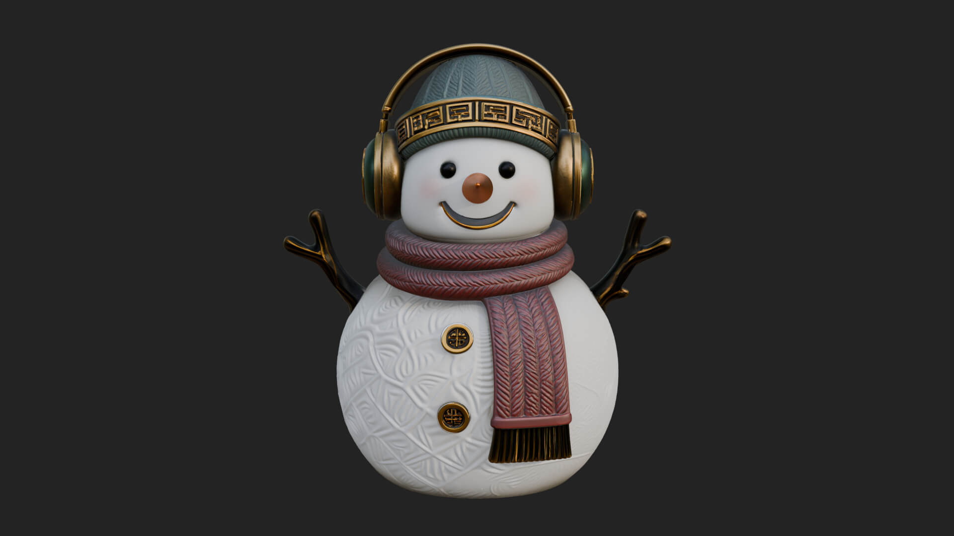 Knit Hat Snowman Statue Design 47 3D Print Model 3D Model