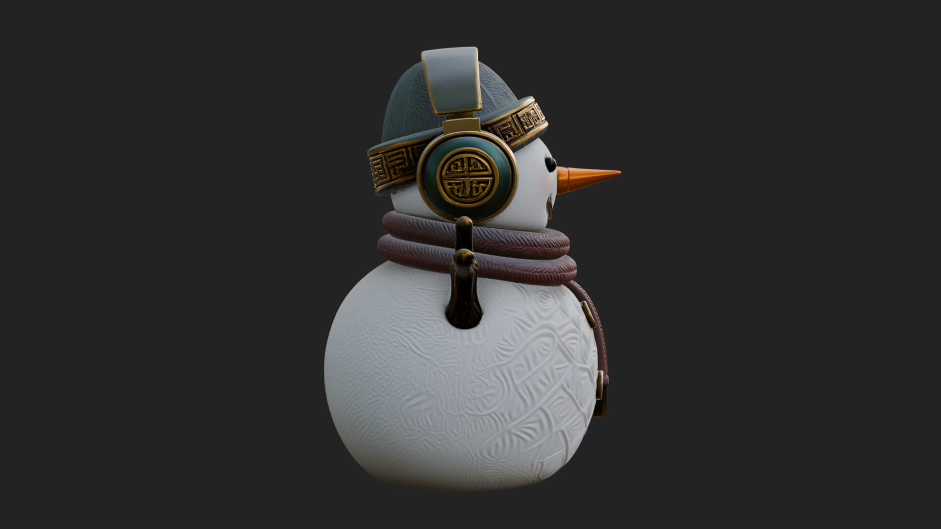 Knit Hat Snowman Statue Design 47 3D Print Model 3D Model