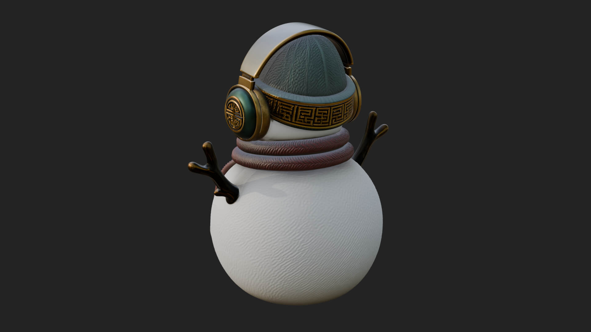 Knit Hat Snowman Statue Design 47 3D Print Model 3D Model