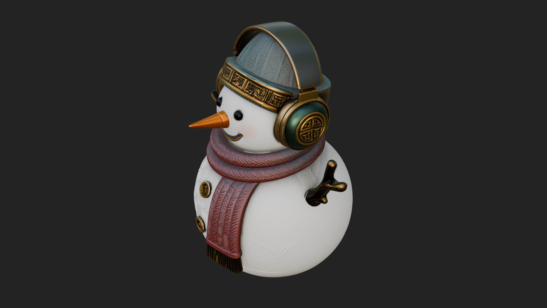 Knit Hat Snowman Statue Design 47 3D Print Model 3D Model