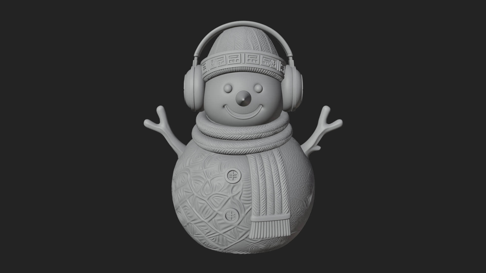 Knit Hat Snowman Statue Design 47 3D Print Model 3D Model