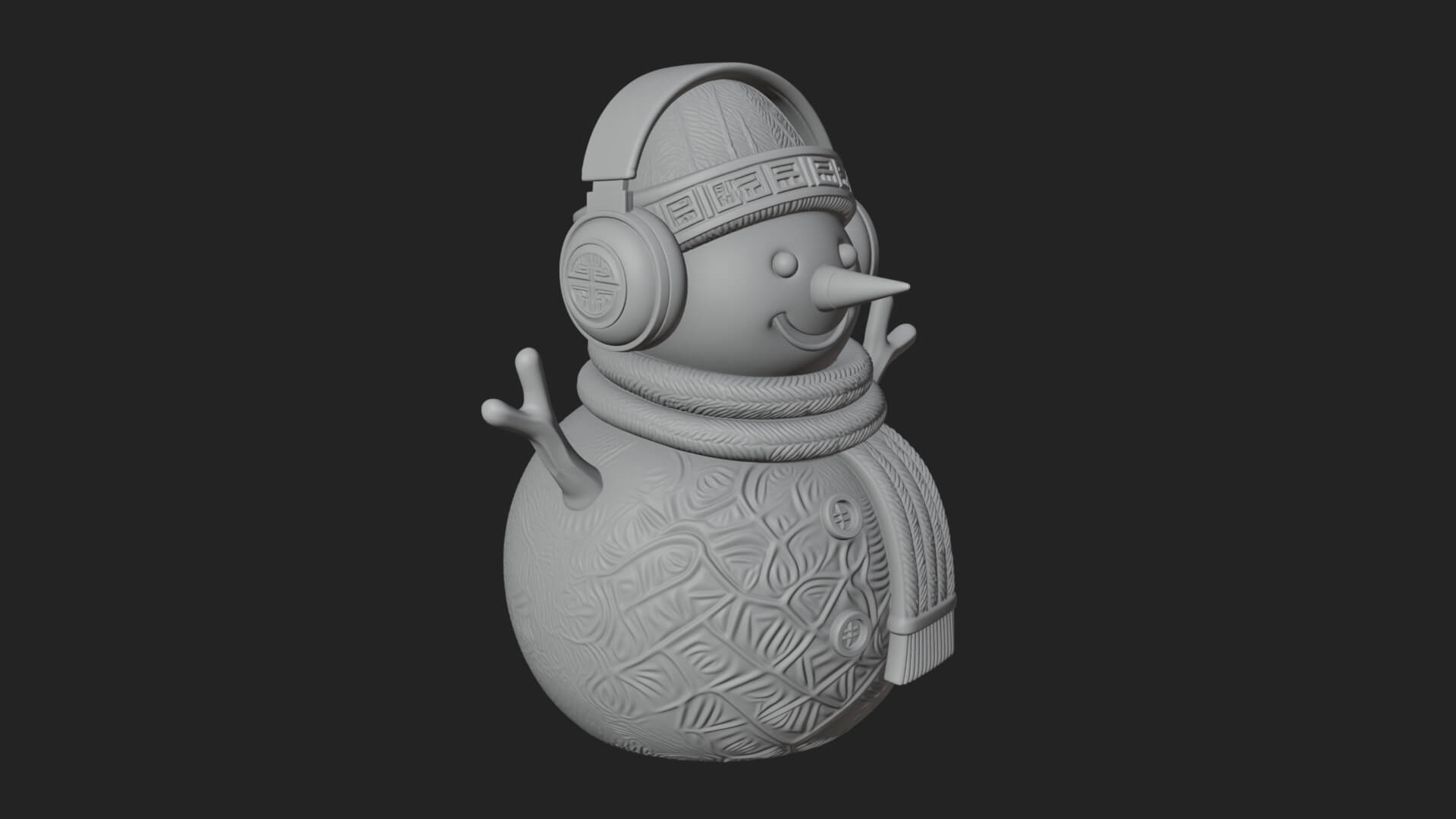 Knit Hat Snowman Statue Design 47 3D Print Model 3D Model