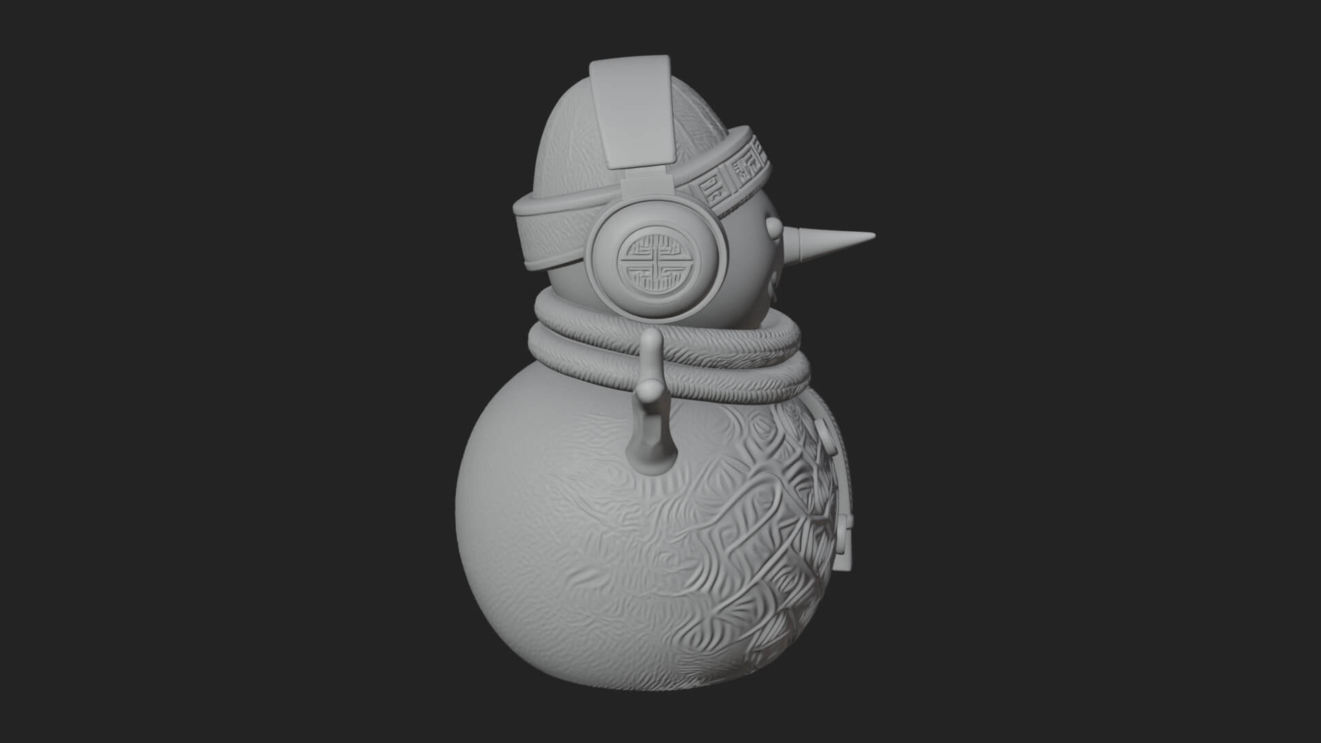 Knit Hat Snowman Statue Design 47 3D Print Model 3D Model