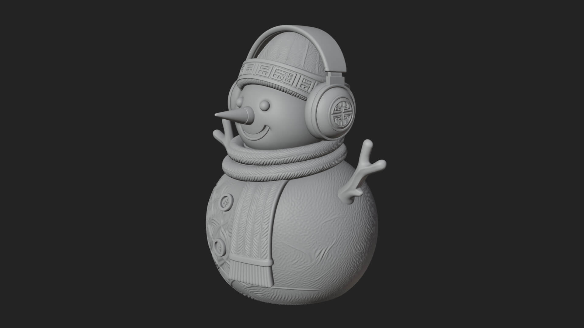 Knit Hat Snowman Statue Design 47 3D Print Model 3D Model