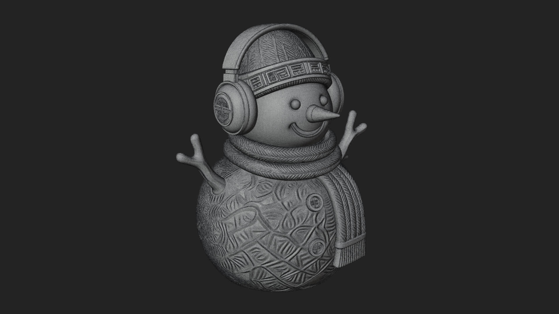 Knit Hat Snowman Statue Design 47 3D Print Model 3D Model