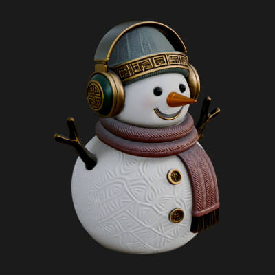 Knit Hat Snowman Statue Design 47 3D Print Model