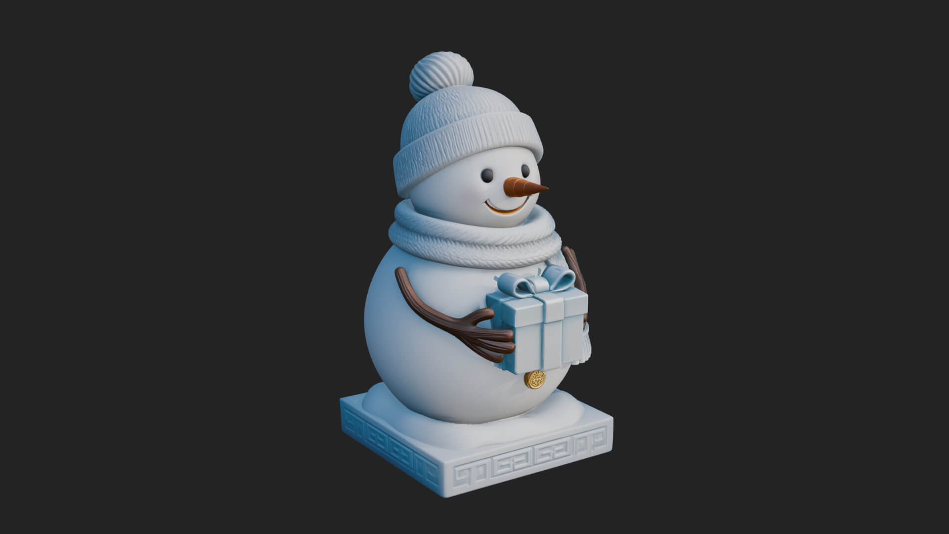 Knit Hat Snowman Statue Design 48 3D Print Model 3D Model