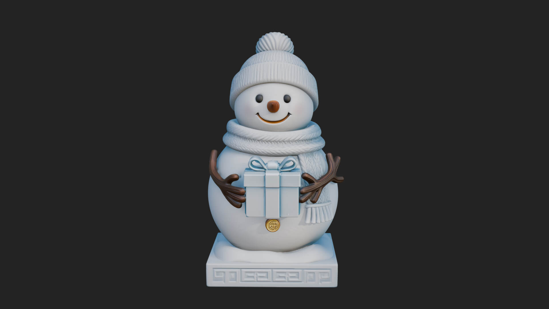 Knit Hat Snowman Statue Design 48 3D Print Model 3D Model