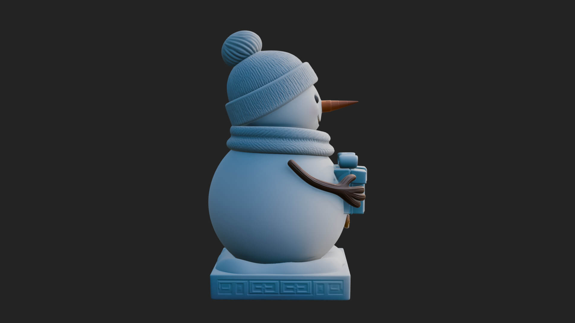 Knit Hat Snowman Statue Design 48 3D Print Model 3D Model