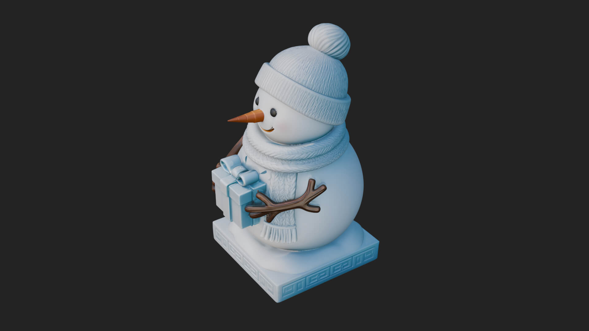 Knit Hat Snowman Statue Design 48 3D Print Model 3D Model