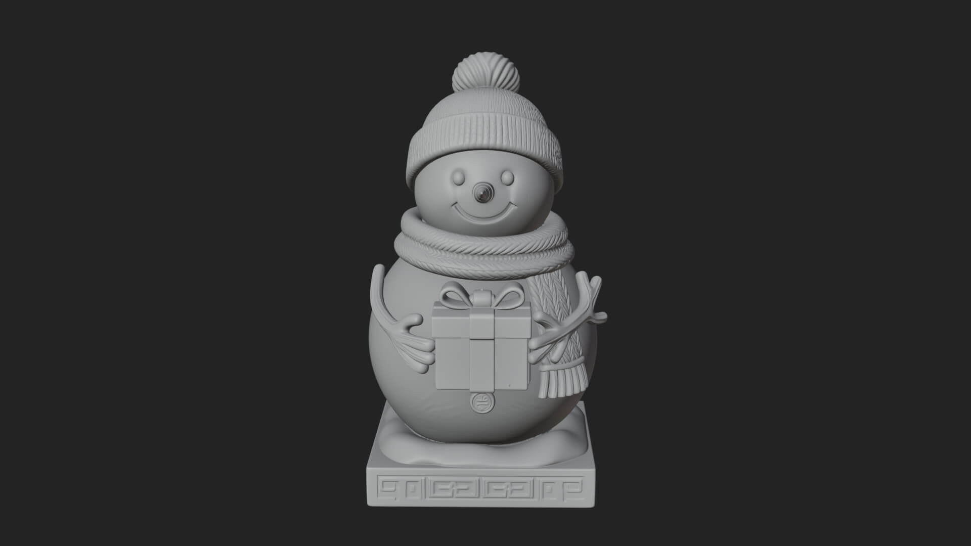 Knit Hat Snowman Statue Design 48 3D Print Model 3D Model