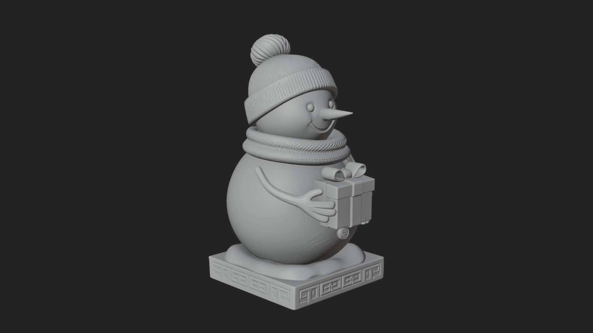 Knit Hat Snowman Statue Design 48 3D Print Model 3D Model