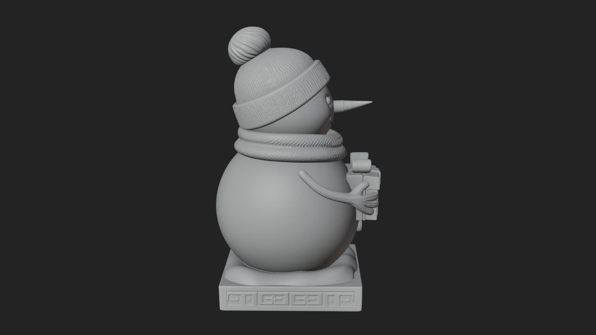 Knit Hat Snowman Statue Design 48 3D Print Model 3D Model