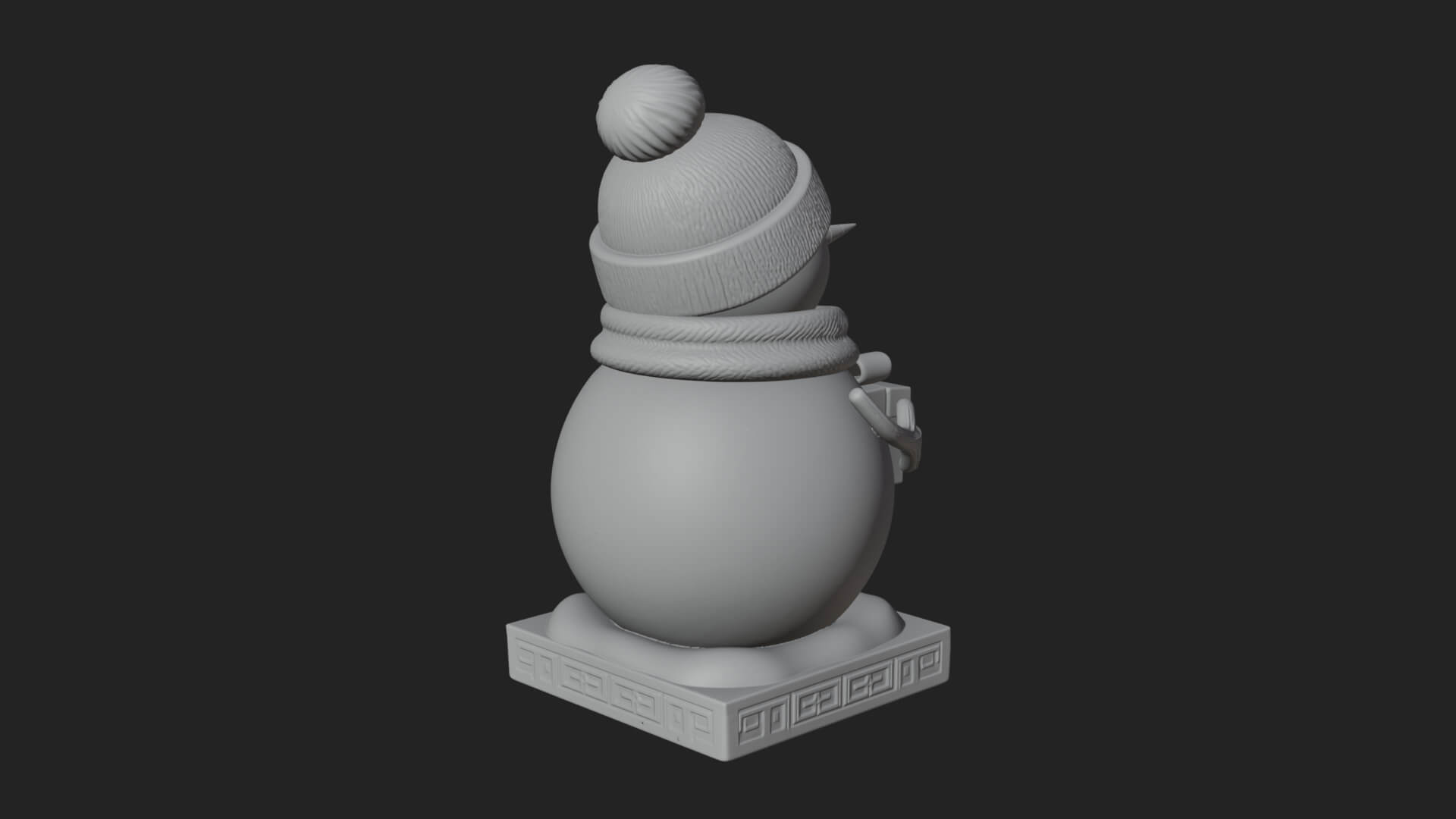 Knit Hat Snowman Statue Design 48 3D Print Model 3D Model