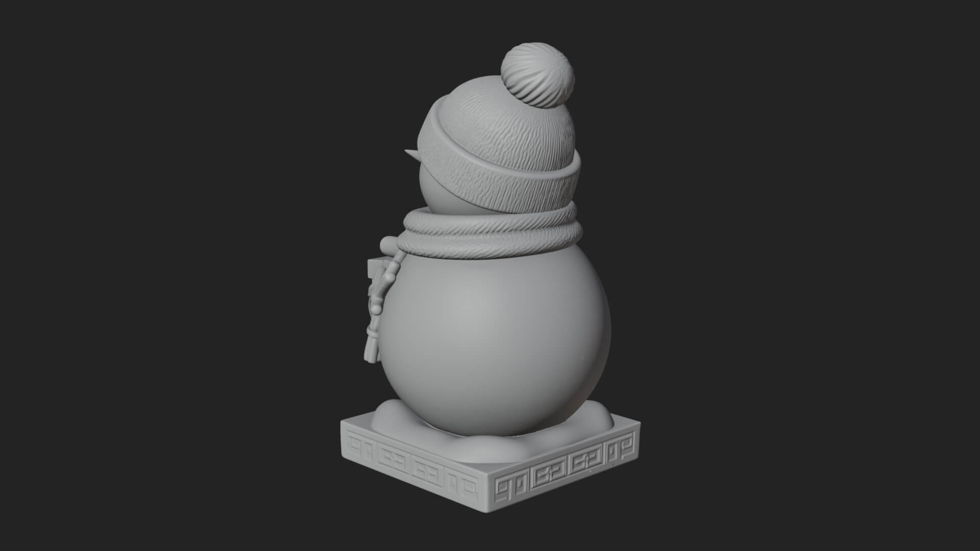 Knit Hat Snowman Statue Design 48 3D Print Model 3D Model