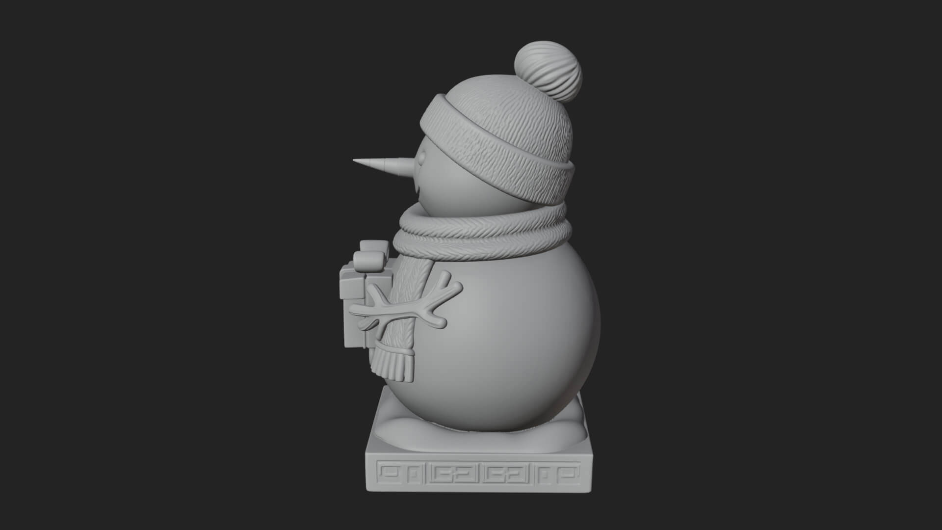 Knit Hat Snowman Statue Design 48 3D Print Model 3D Model