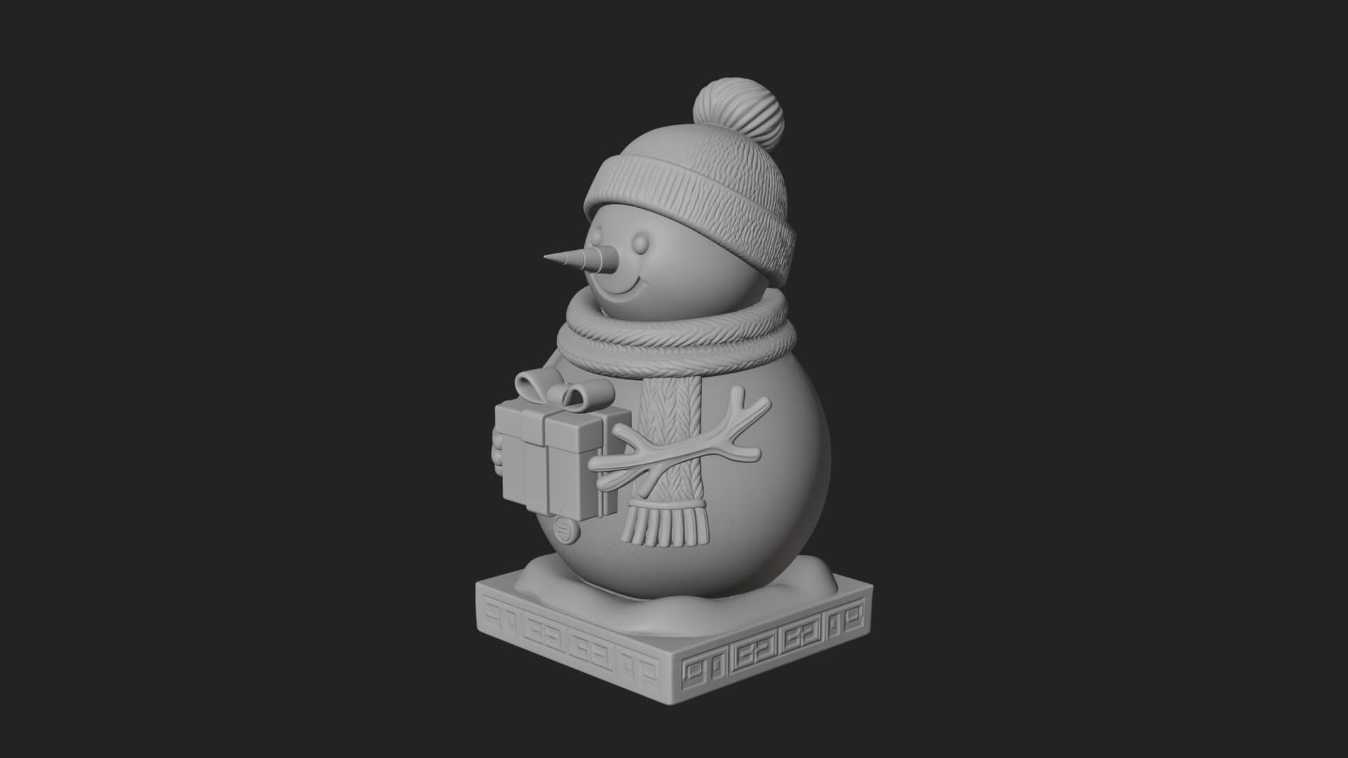 Knit Hat Snowman Statue Design 48 3D Print Model 3D Model