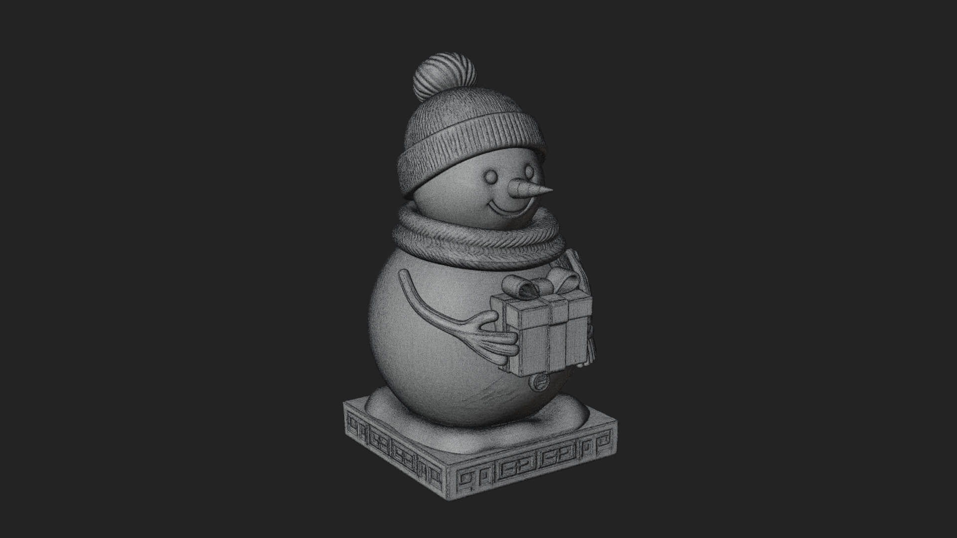 Knit Hat Snowman Statue Design 48 3D Print Model 3D Model