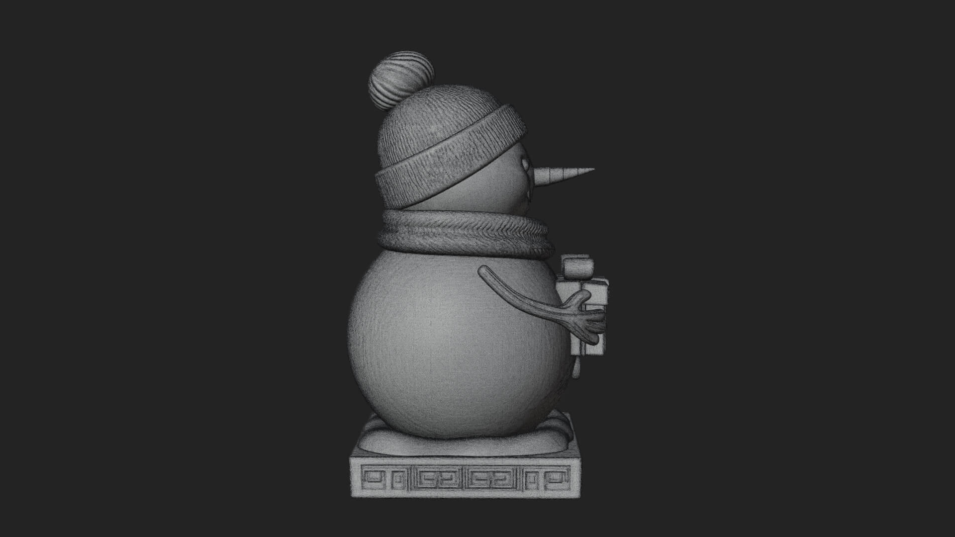 Knit Hat Snowman Statue Design 48 3D Print Model 3D Model