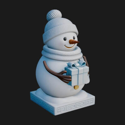 Knit Hat Snowman Statue Design 48 3D Print Model