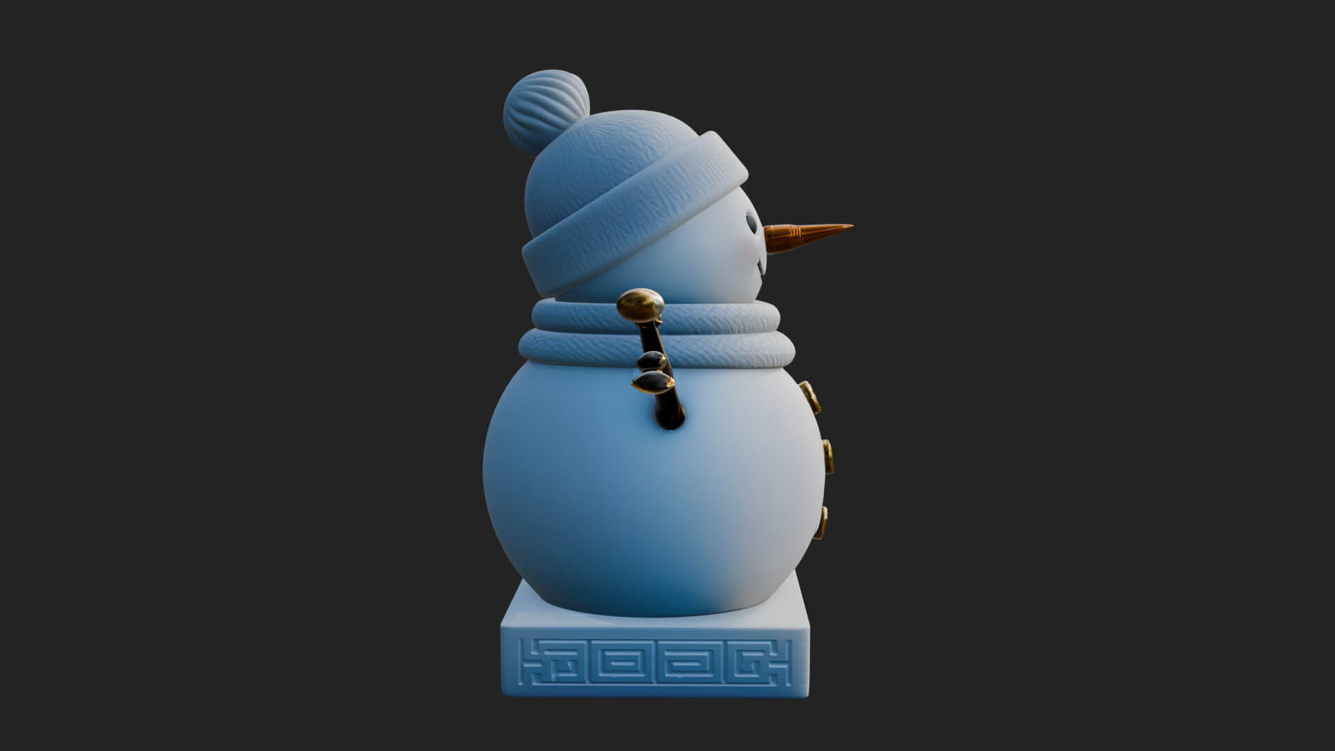 Knit Hat Snowman Statue Design 49 3D Print Model 3D Model