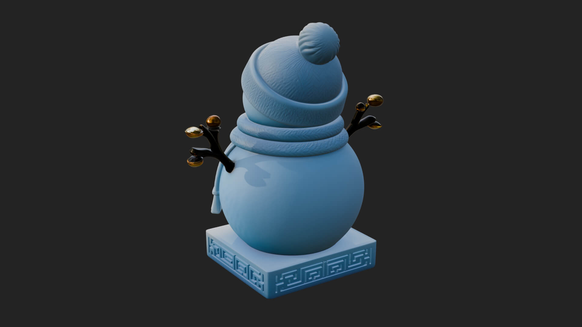 Knit Hat Snowman Statue Design 49 3D Print Model 3D Model