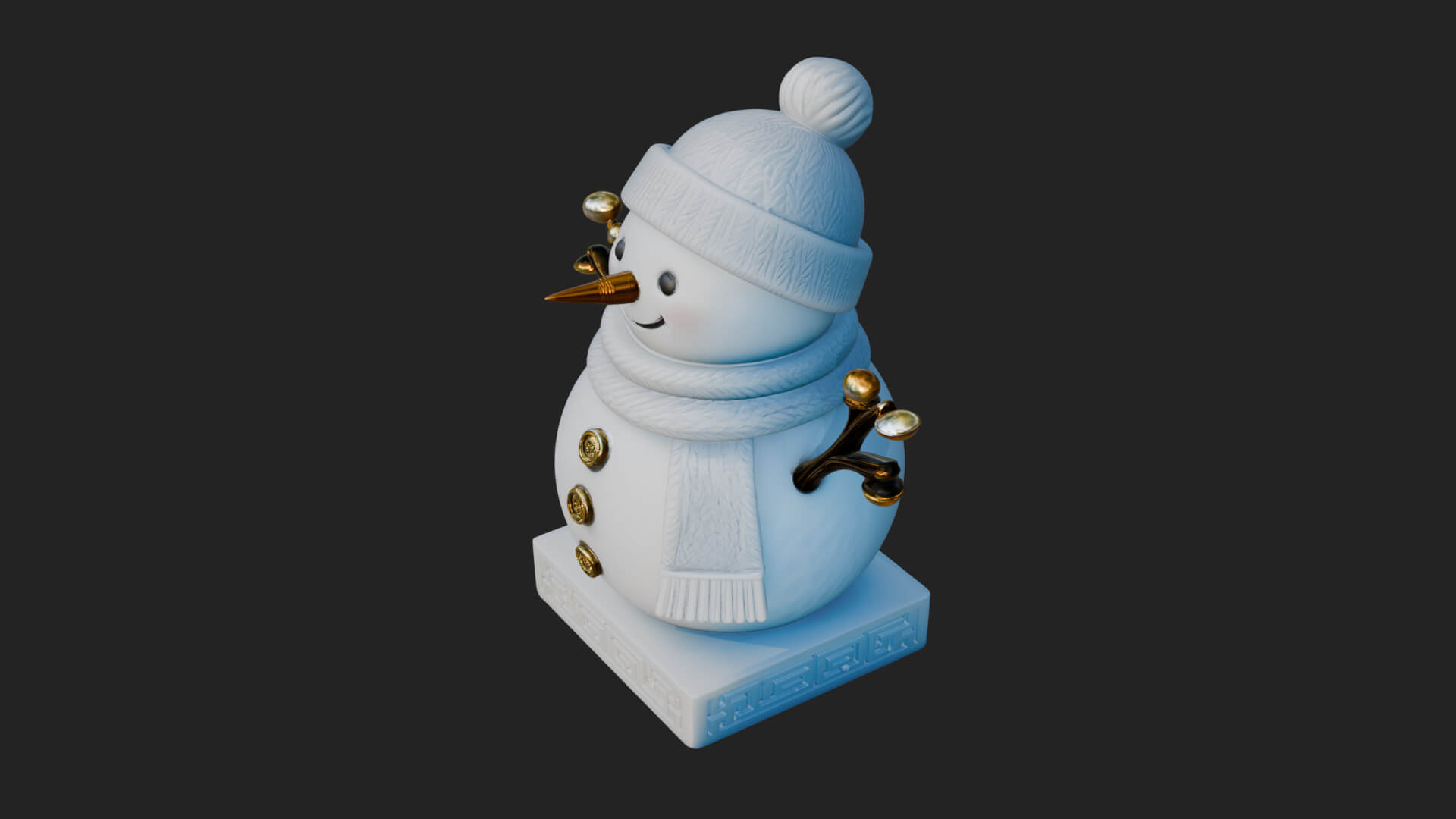 Knit Hat Snowman Statue Design 49 3D Print Model 3D Model