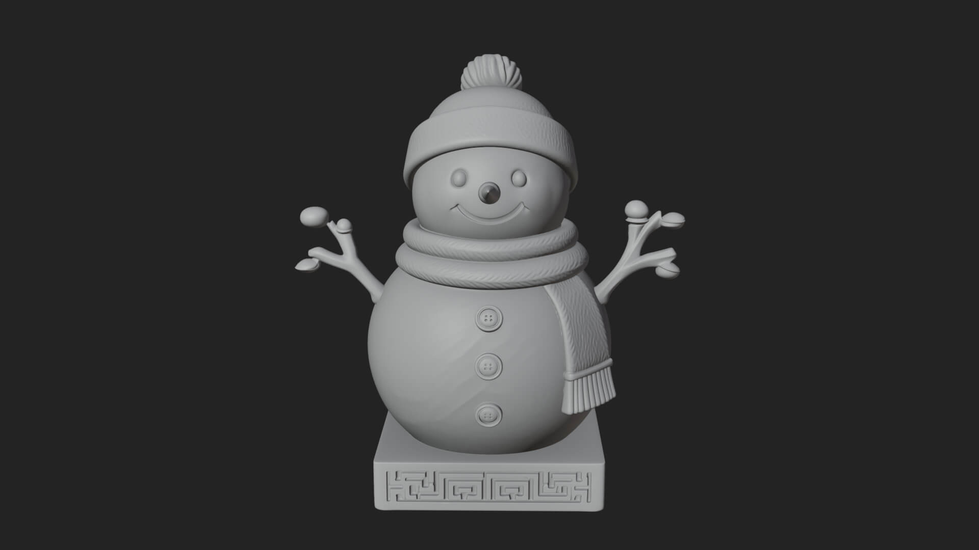 Knit Hat Snowman Statue Design 49 3D Print Model 3D Model