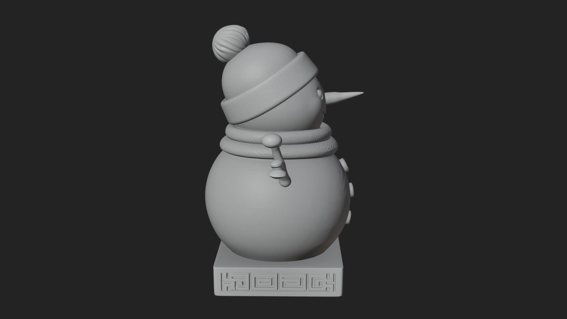 Knit Hat Snowman Statue Design 49 3D Print Model 3D Model
