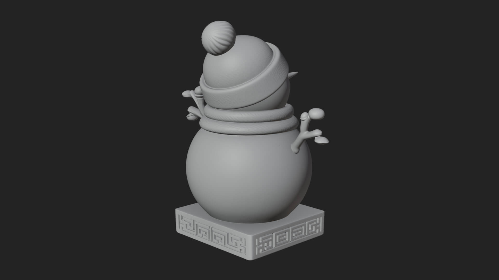 Knit Hat Snowman Statue Design 49 3D Print Model 3D Model