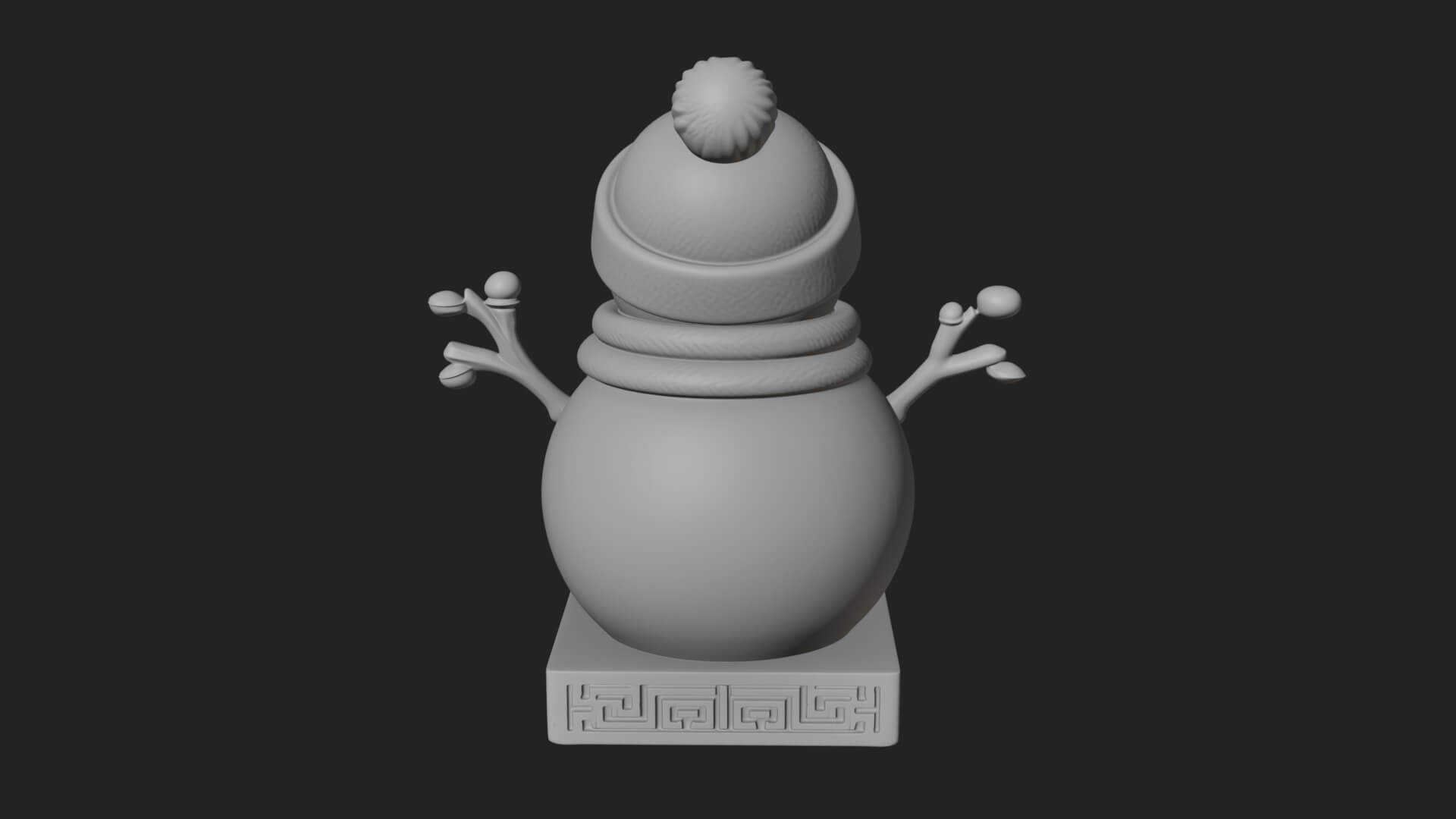 Knit Hat Snowman Statue Design 49 3D Print Model 3D Model