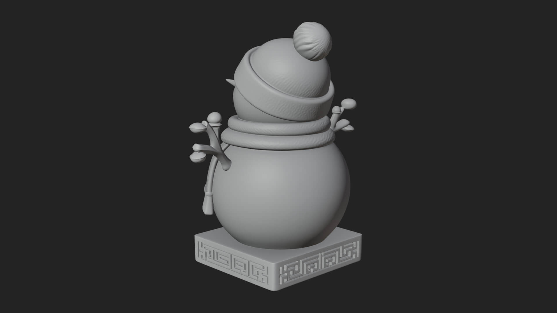 Knit Hat Snowman Statue Design 49 3D Print Model 3D Model