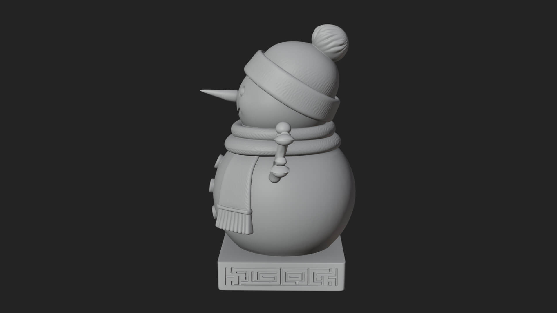 Knit Hat Snowman Statue Design 49 3D Print Model 3D Model