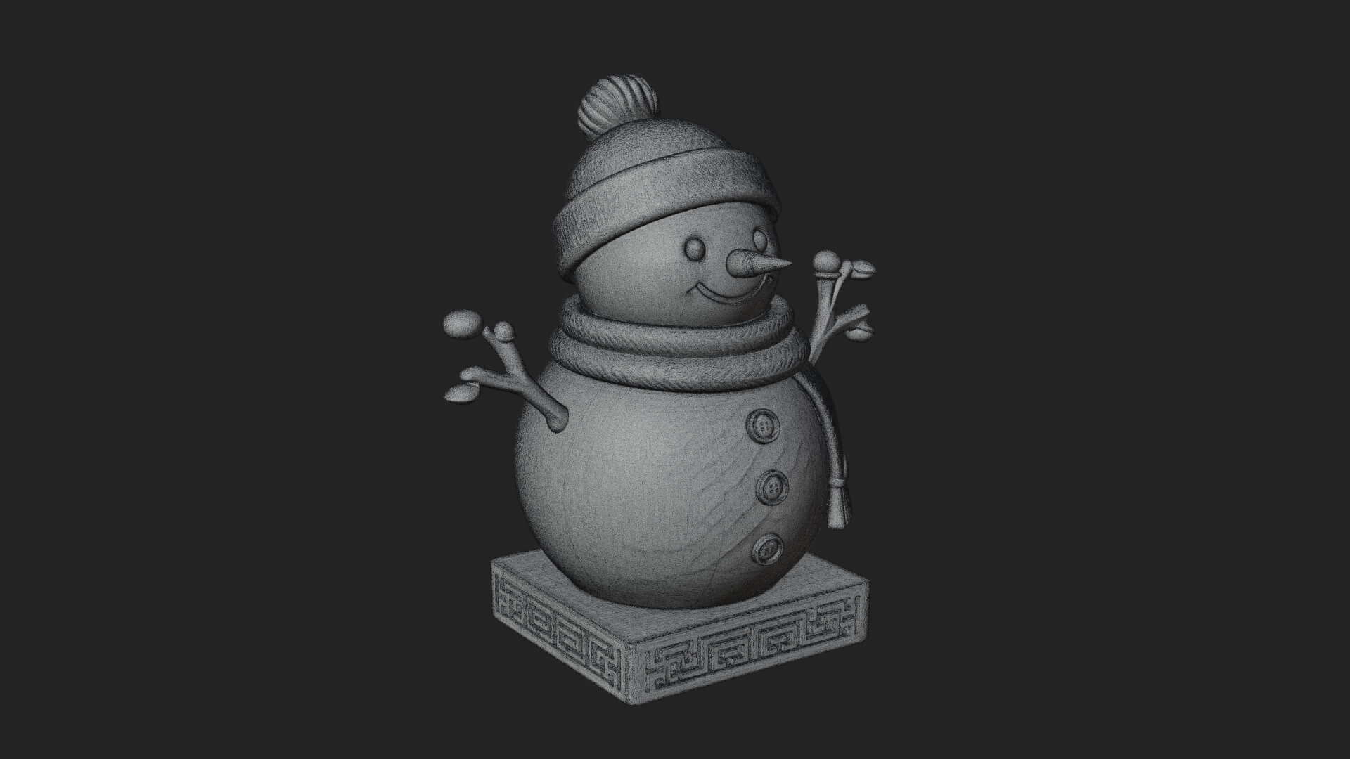 Knit Hat Snowman Statue Design 49 3D Print Model 3D Model