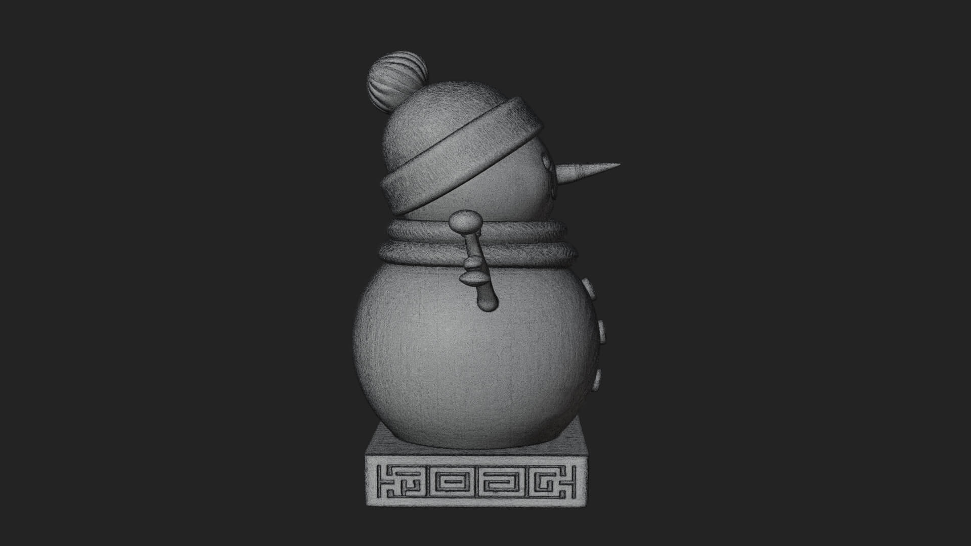 Knit Hat Snowman Statue Design 49 3D Print Model 3D Model