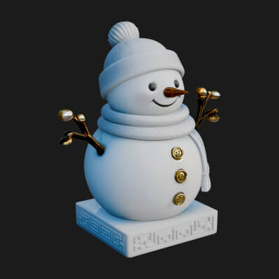 Knit Hat Snowman Statue Design 49 3D Print Model