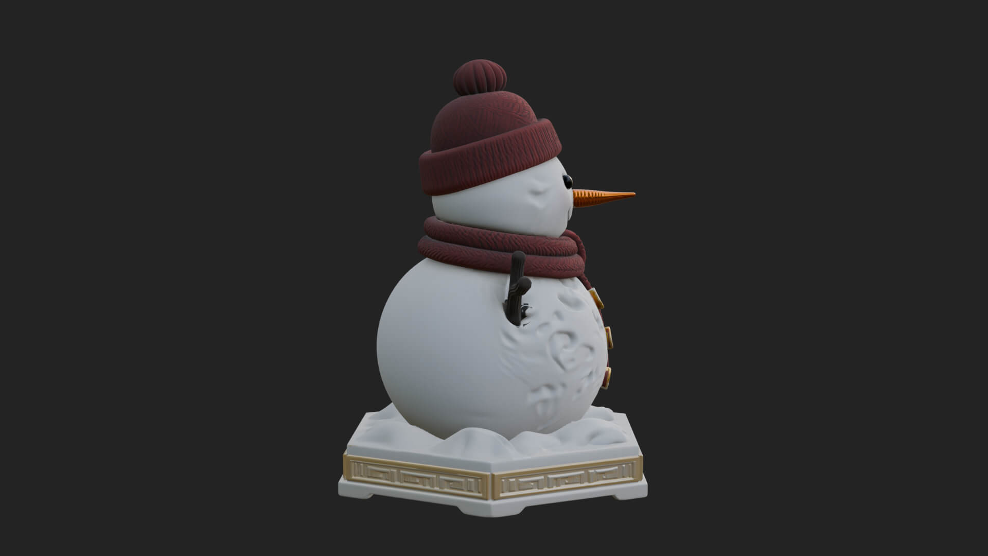 Knit Hat Snowman Statue Design 5 3D Print Model 3D Model