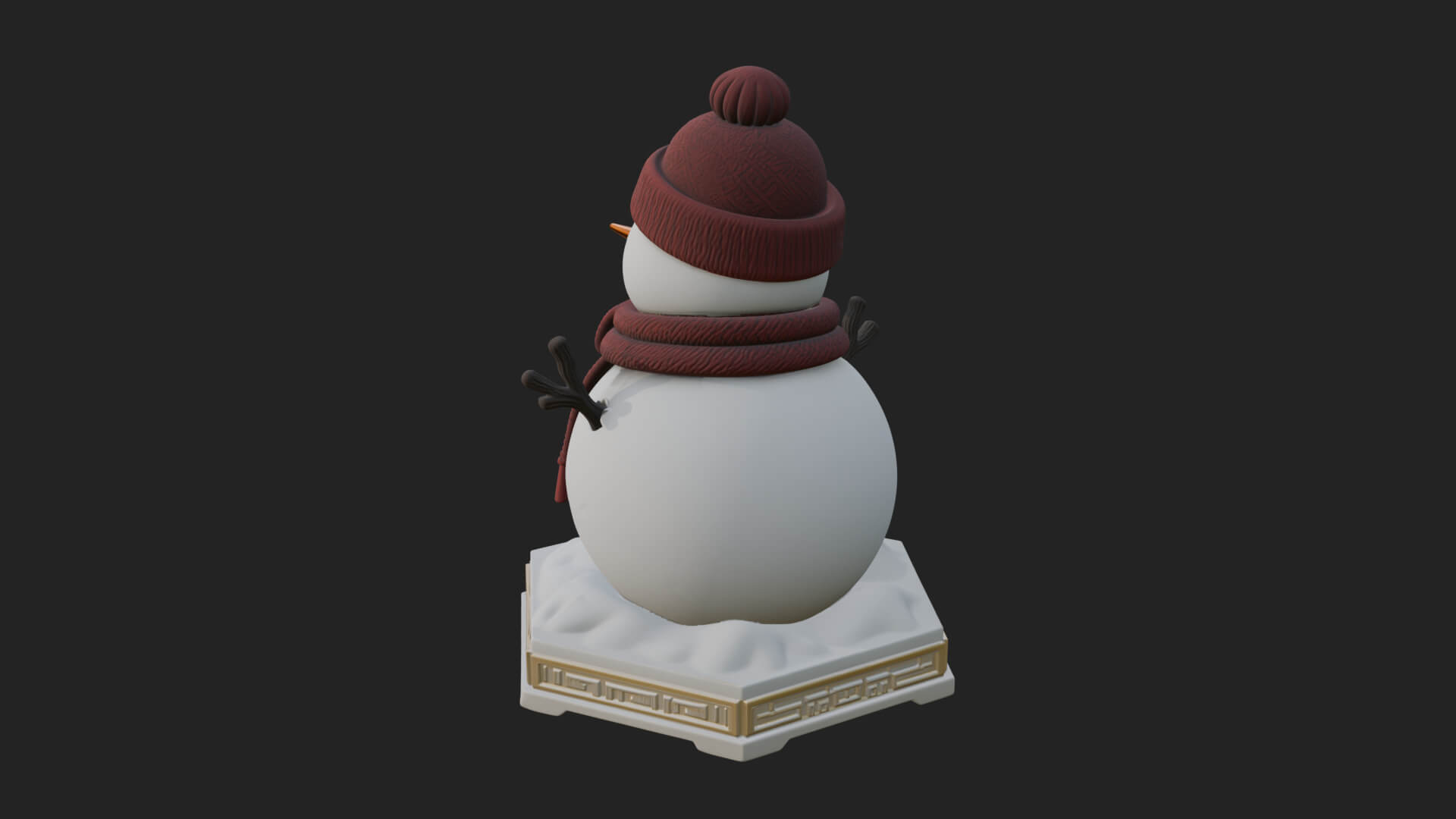 Knit Hat Snowman Statue Design 5 3D Print Model 3D Model