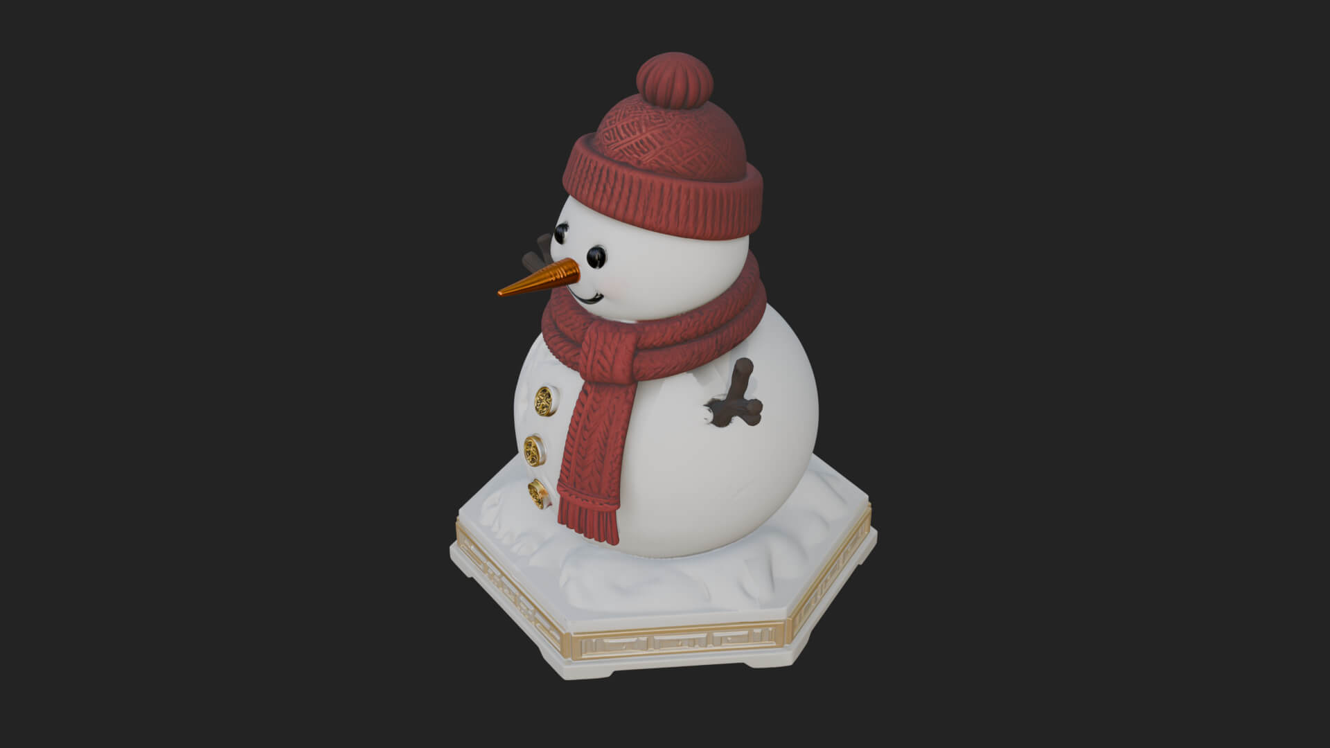Knit Hat Snowman Statue Design 5 3D Print Model 3D Model