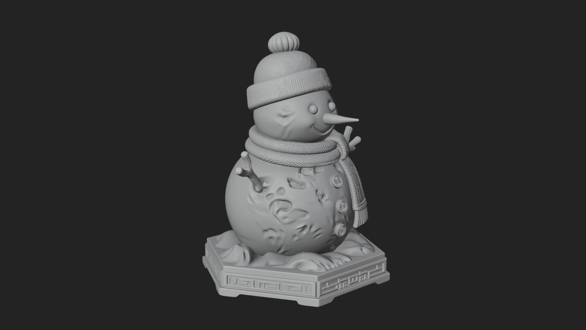 Knit Hat Snowman Statue Design 5 3D Print Model 3D Model