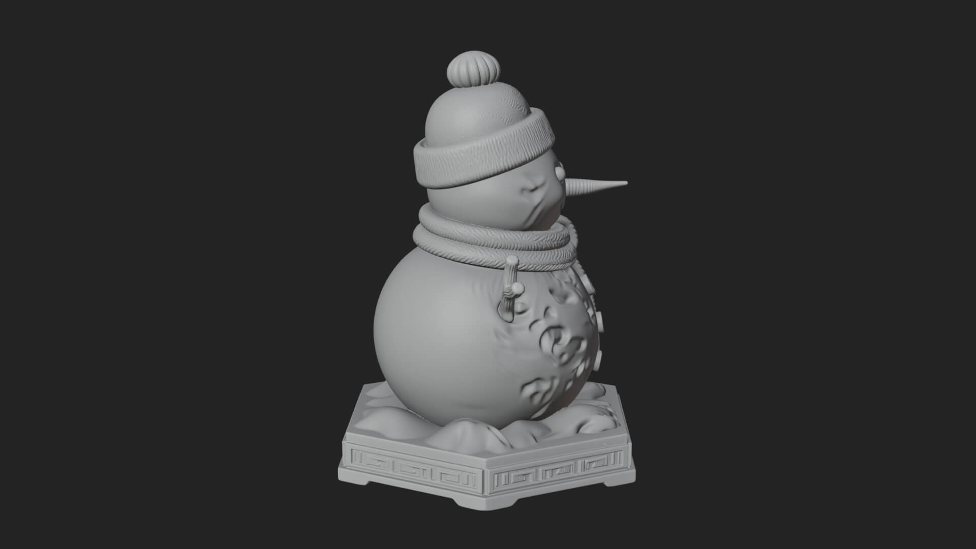Knit Hat Snowman Statue Design 5 3D Print Model 3D Model