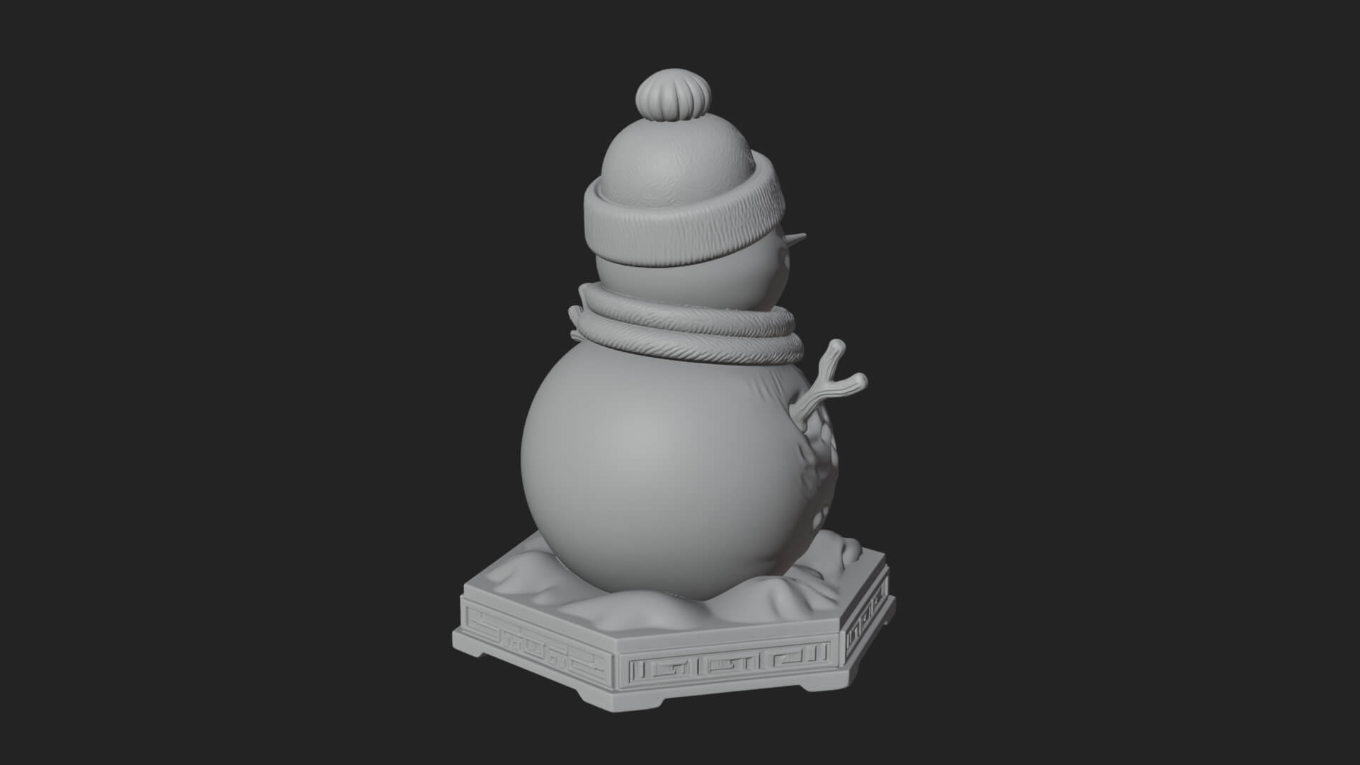 Knit Hat Snowman Statue Design 5 3D Print Model 3D Model