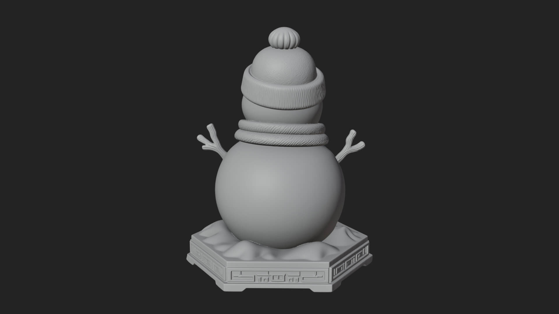 Knit Hat Snowman Statue Design 5 3D Print Model 3D Model