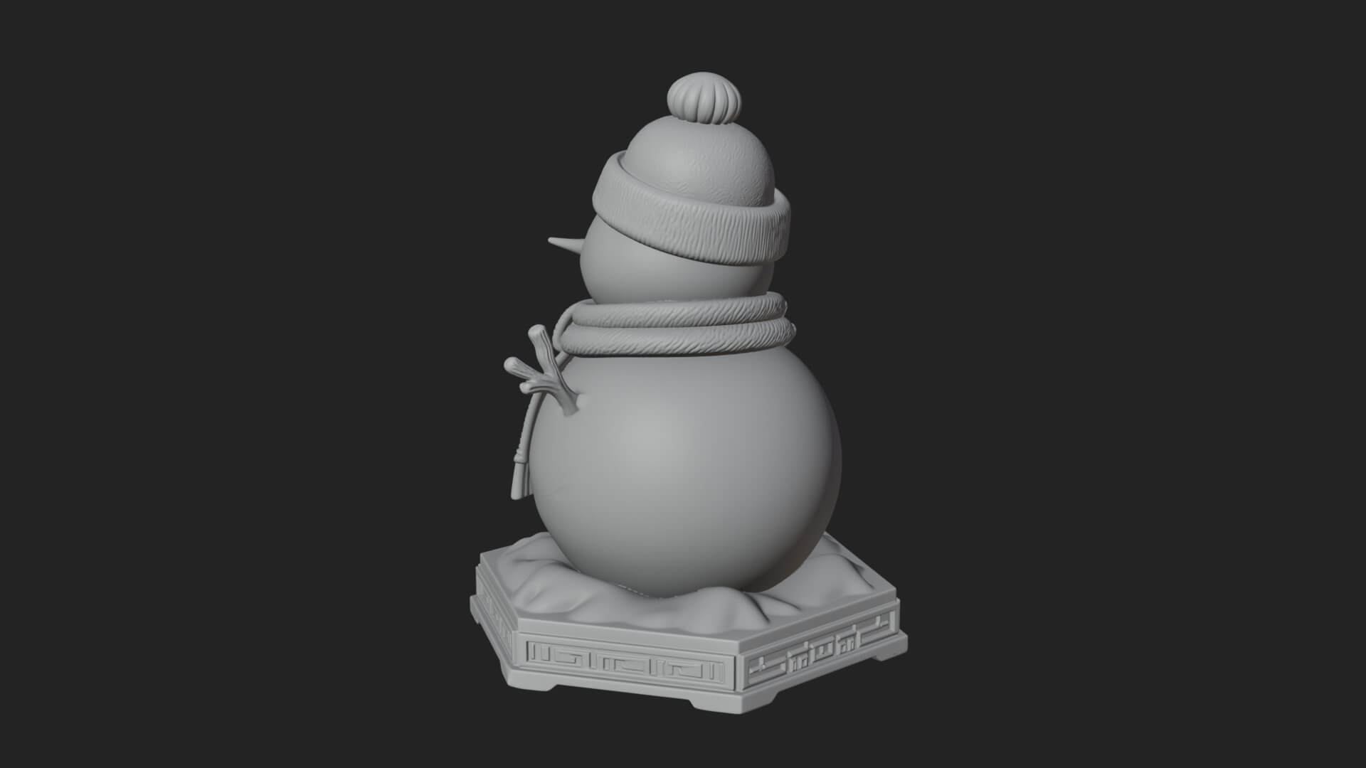 Knit Hat Snowman Statue Design 5 3D Print Model 3D Model