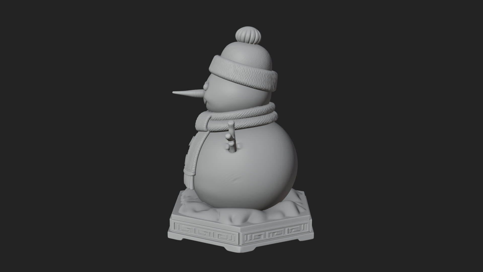 Knit Hat Snowman Statue Design 5 3D Print Model 3D Model