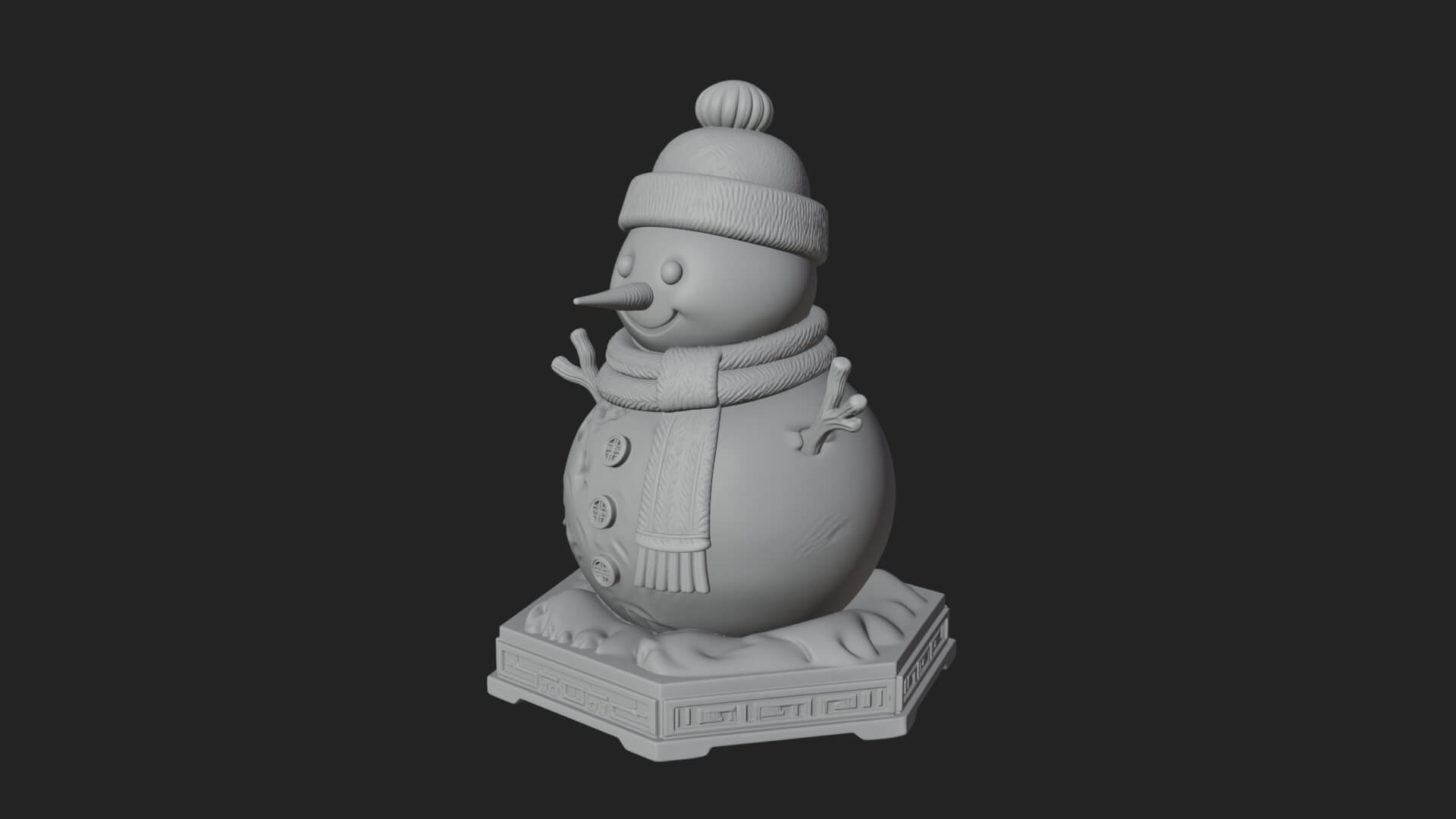 Knit Hat Snowman Statue Design 5 3D Print Model 3D Model